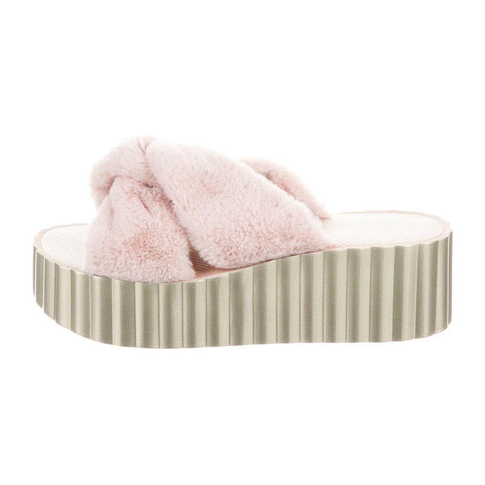 Tory Burch Fur Scallop Platform Slide